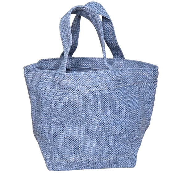 Prada Mini Raffia Straw Tote Bag – Blue - New - Picture 2 of 4